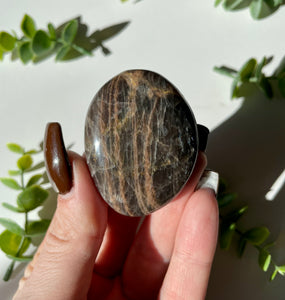 Black Moonstone Palm stone 1